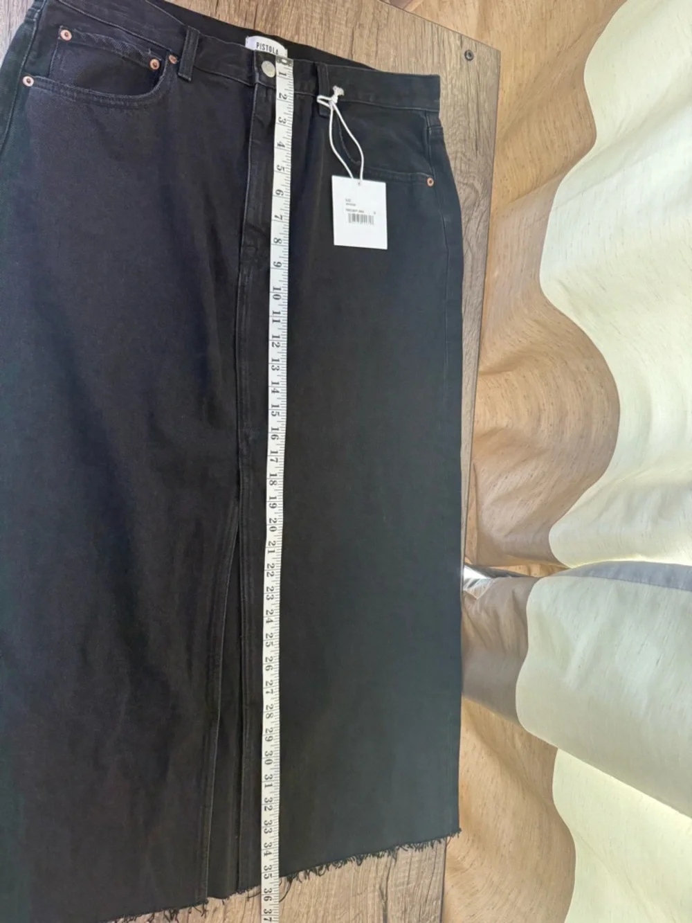 Anthropologie Pistola Alice Black Denim Underground Skirt‎ size 32 NWT
